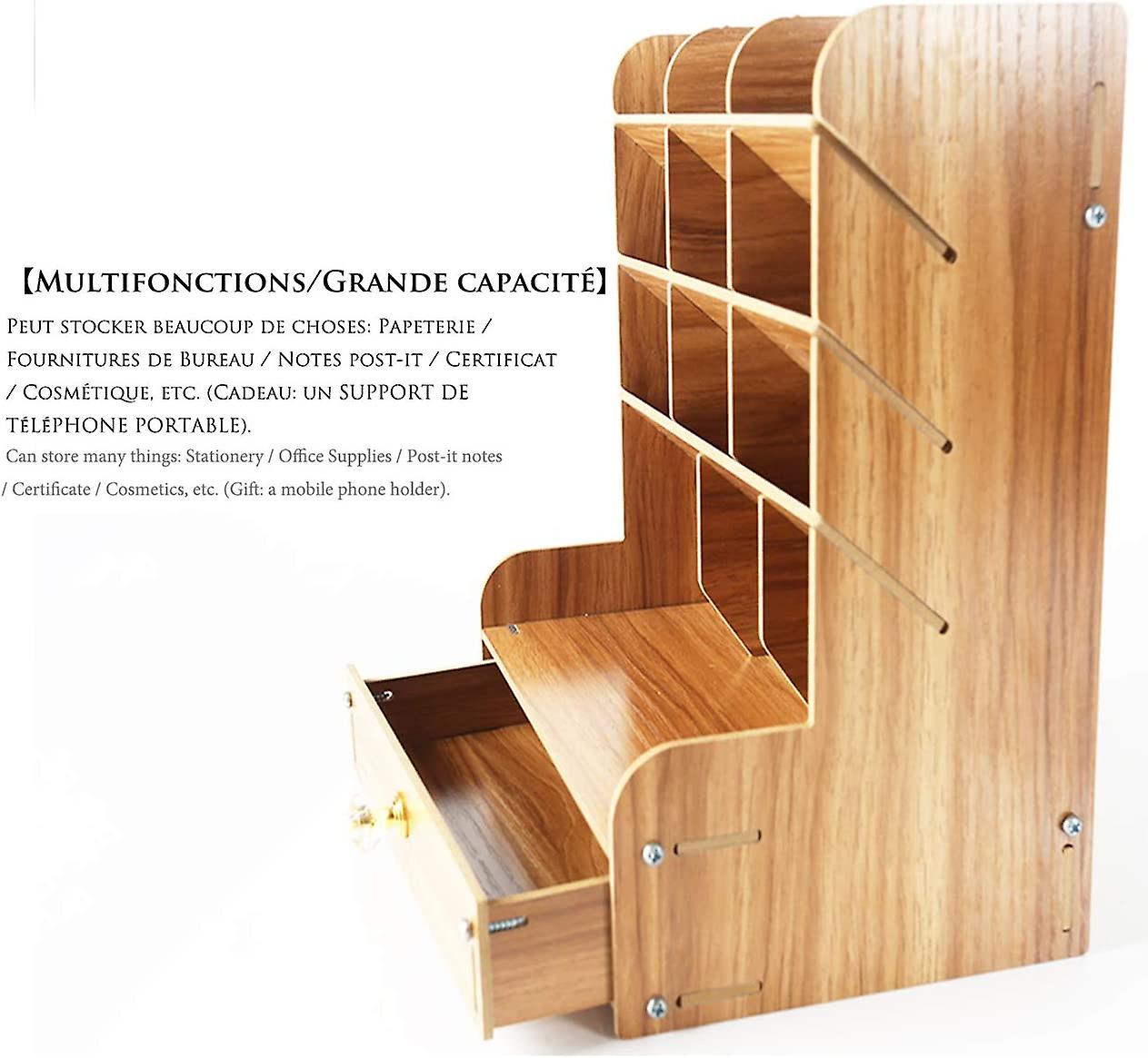 Office Storage Box Large Capacity Multifunctional Office Supplies Stationery Storage Box Solid Wood