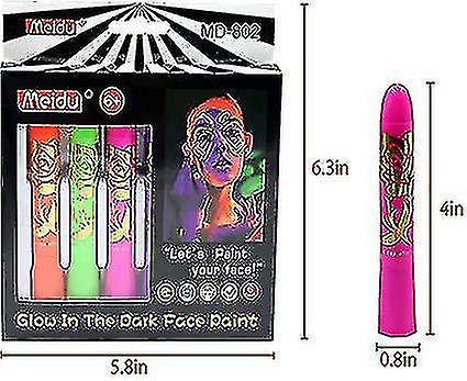 Neon Glow In The Dark Face Paint Crayons, Uv Body Black Light Glow Makeup Markers For Mardi Gras Masquerades_c_x