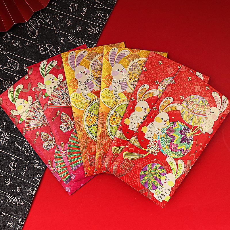 6pcs Chinese Cute Cartoon Lucky Red Envelope Creative Rabbit Year Red Packet