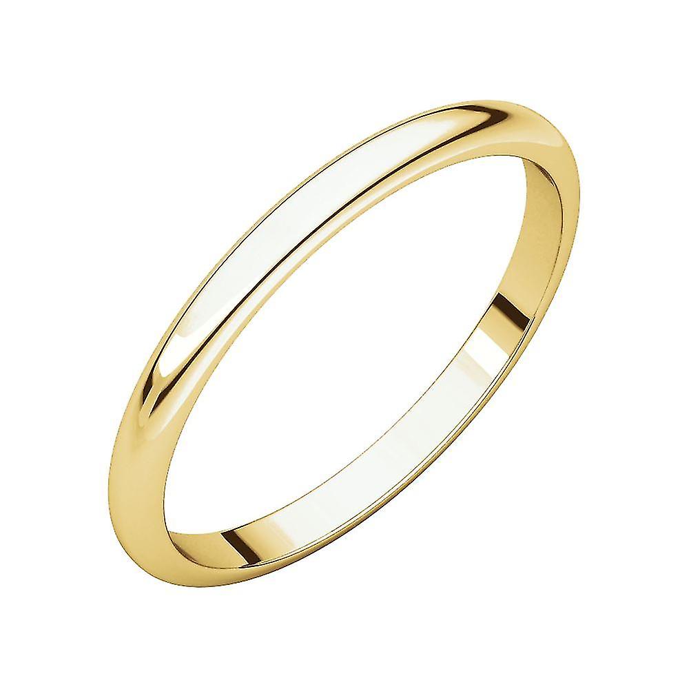 14k Yellow Gold 2mm Half Round Band Ring11-Band Style-Ring for Women and Men