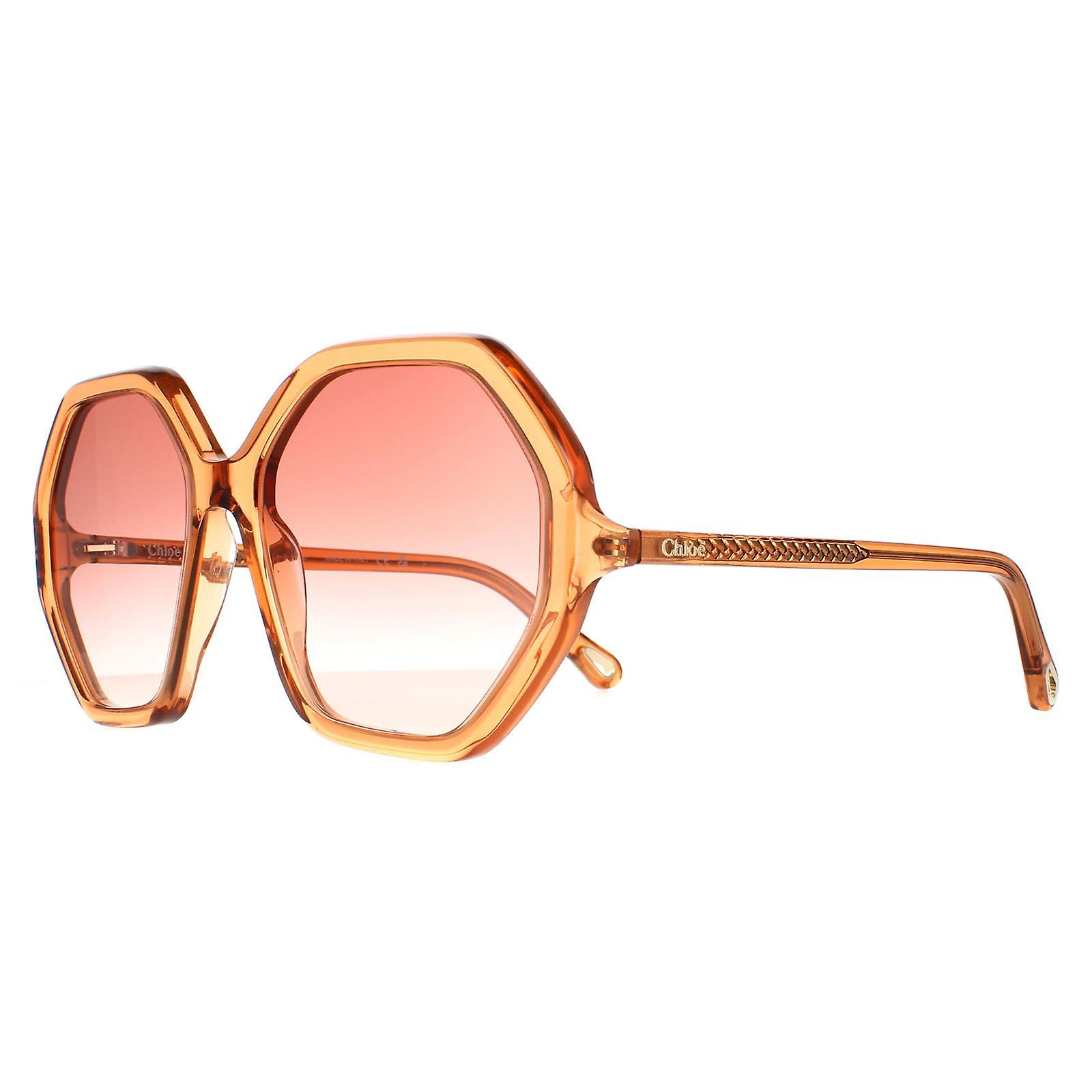໒꒱ Chloe Sunglasses CH0008S Esther 001 Orange Crystal Pink
