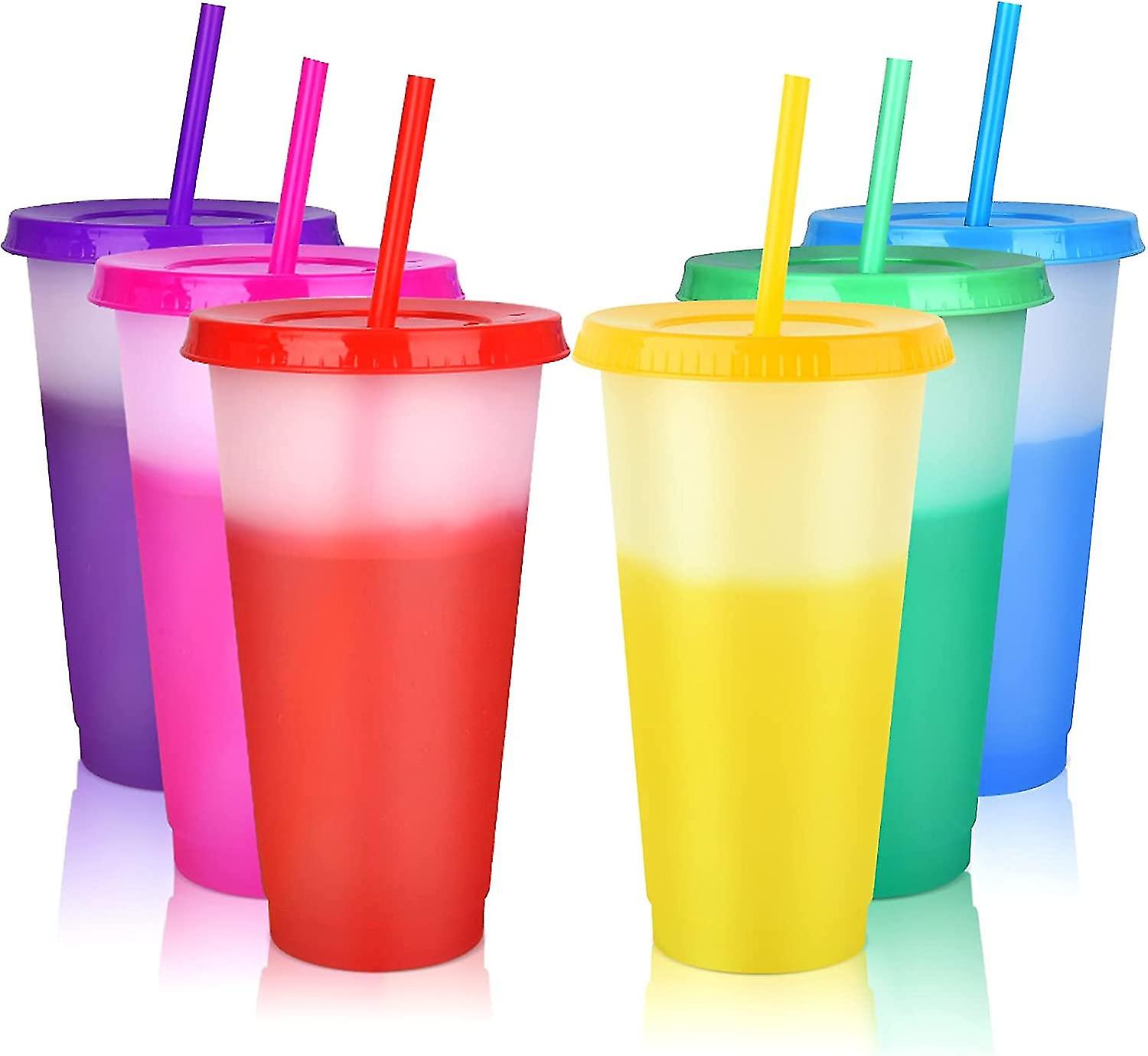 Colour Changing Cups With Lids & Straws - 6 Pack Acsergery Gift Cute R