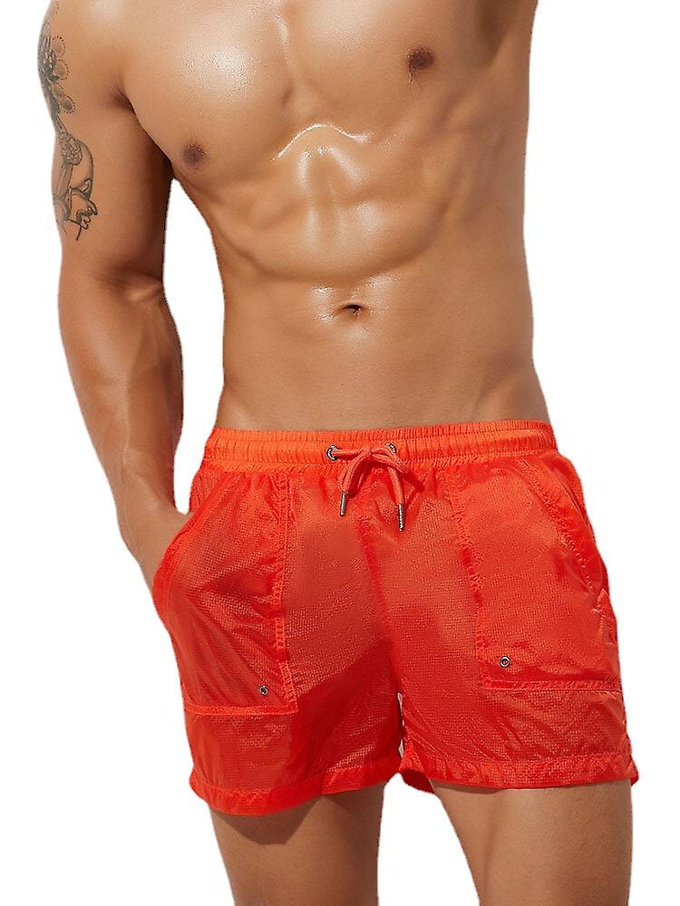 Men's Quick Dry Solid Color Sports Shorts With Drawstring Elastic Waist - Breathable & Loose Fit For Home