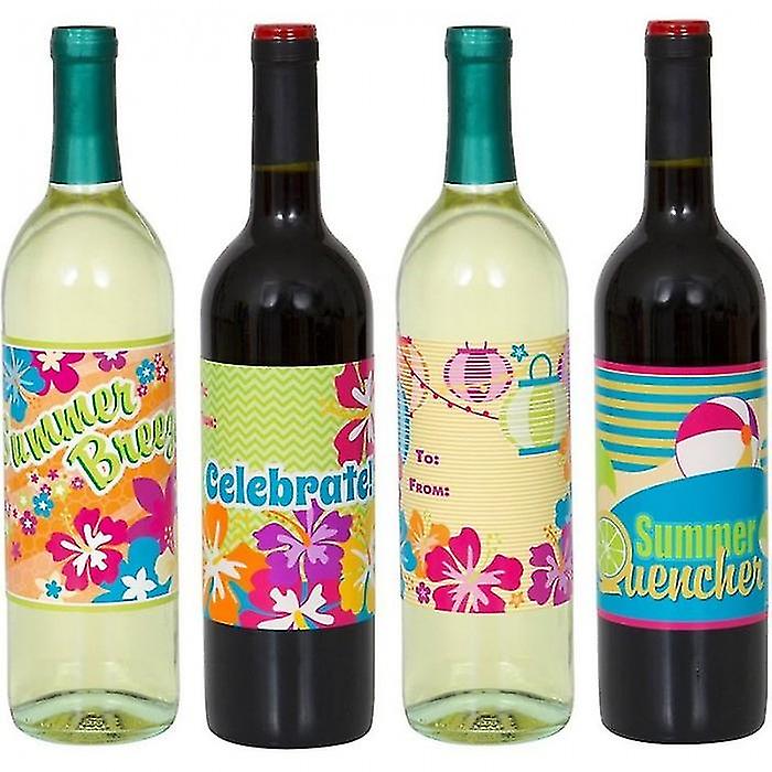 Unique Party Summer Wine Bottle Label (Pack of 4)