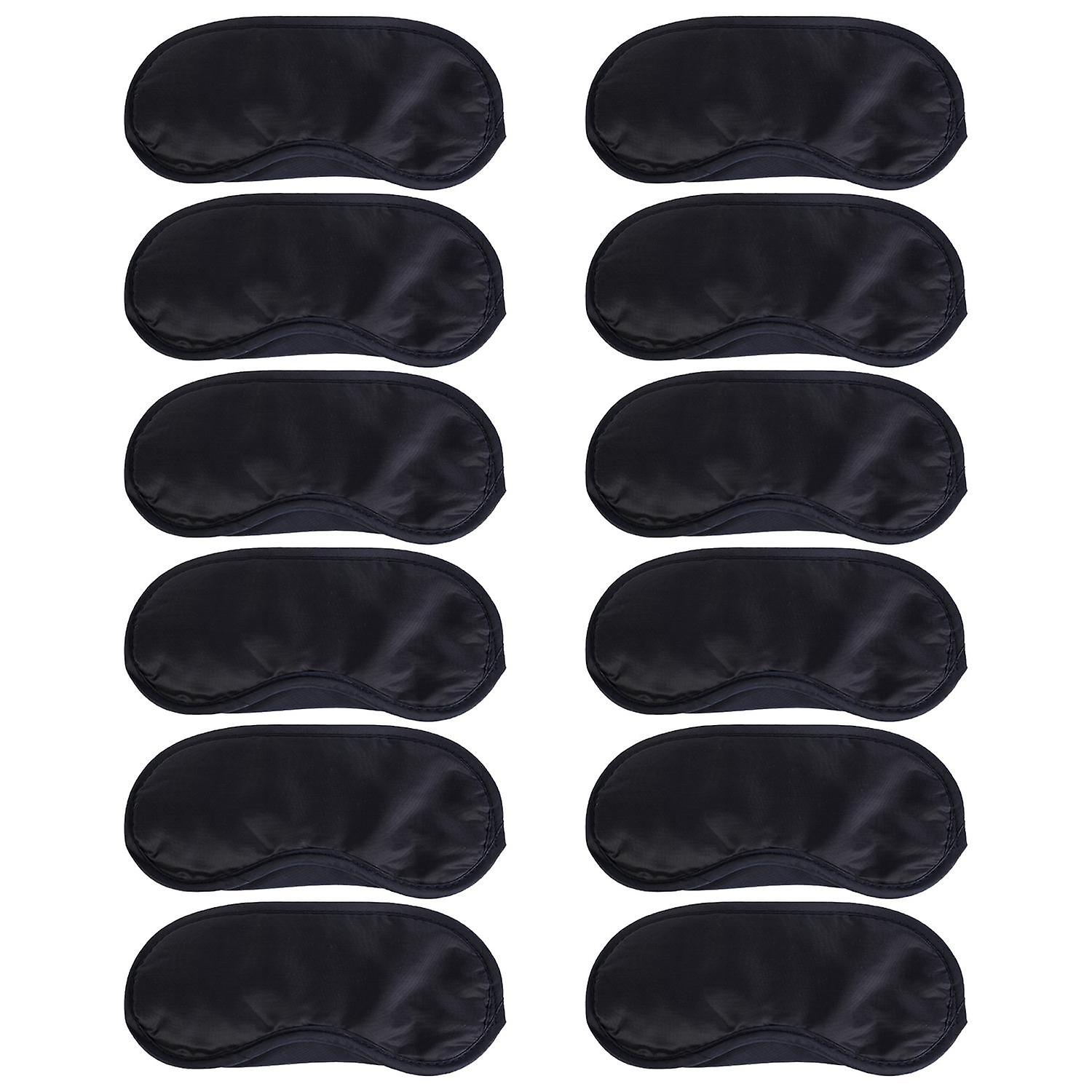 12Pcs Sleeping Blindfold Elastic Strap Eliminate Fatigue Super Soft Polyester Relaxed Sleep Eye Blac