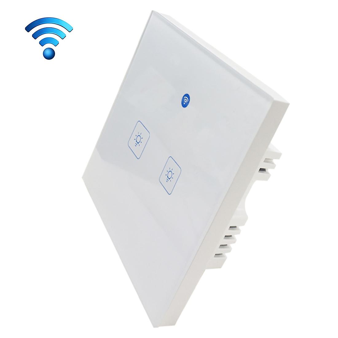 WS-UK-02 EWeLink APP & Touch Control 2A 2 Gangs Tempered Glass Panel Smart Wall Switch