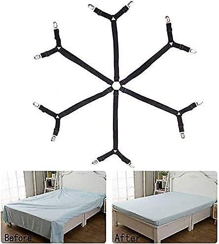 6 Sides Bed Sheet Clips,Sheet Fasteners Adjustable Elastic Sheet Straps Sheet Holder