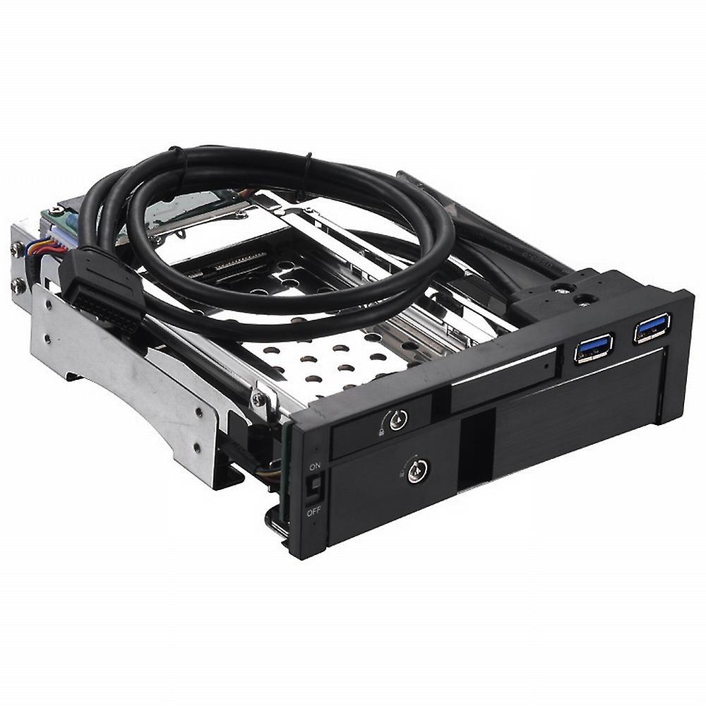 5.25 inch Internal Dual Slot Hard Disk Case 2.5+3.5 inch SATA HDD/SSD Enclosure Tool-free Design wit