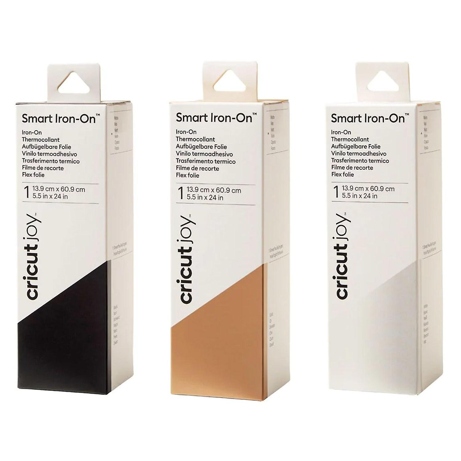3 Cricut Smart iron-on matte vinyls 61 x 14 cm - black, white, golden