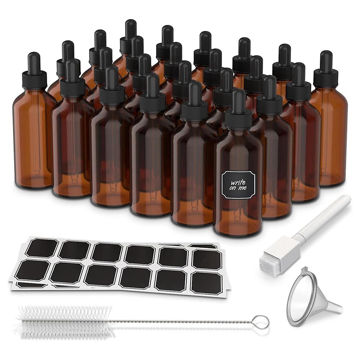 24 Pack Amber Glass Dropper Bottle 4 Oz Amber Dropper Bottle with Dropper for Oil Leakproof Tinctur