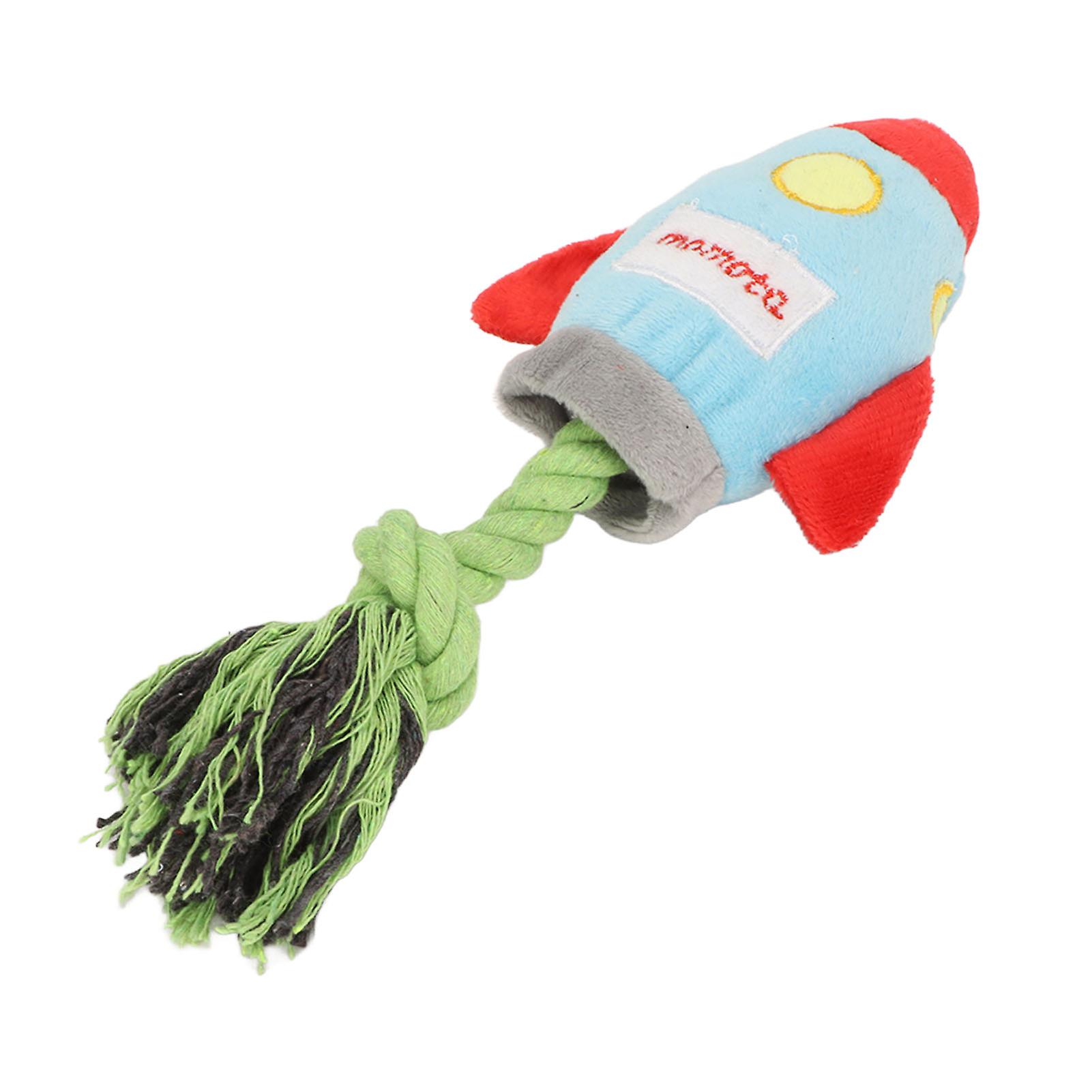 Plush Dog Toy Teeth Cleaning Interactive Stuffed Dog Chewing Toy with Knot Rope for Puppy Blue 