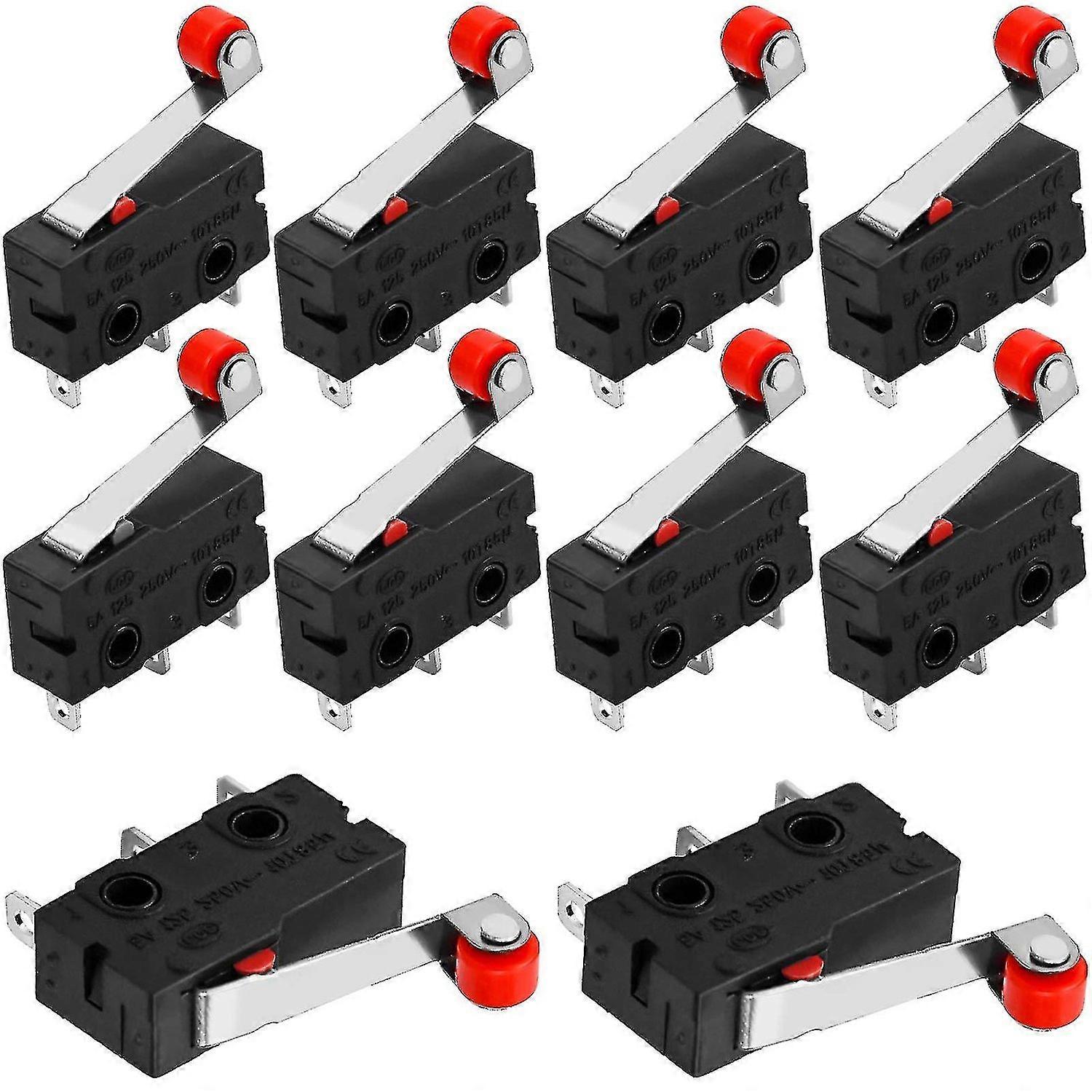 10pcs Mini Micro Switch, 3 Pinos Micro Limit Switch 5a 250v Roller Lever Arm interruptor momentâneo para Tes