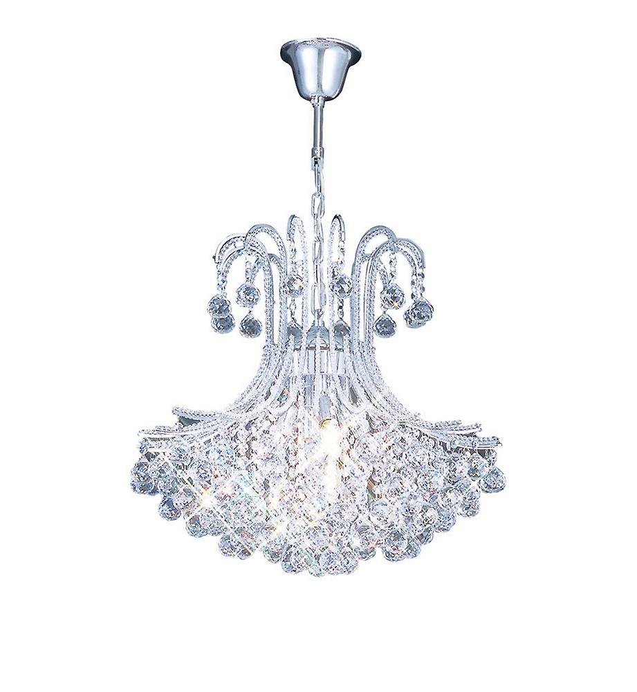 Inspired Diyas - Bask - Ceiling Pendant Round 6 Light Polished Chrome, Crystal