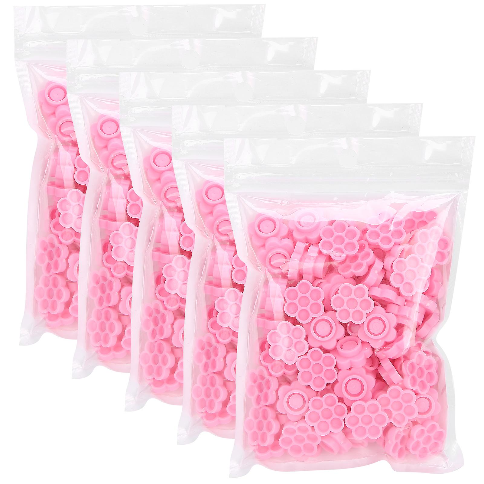 500 Pcs Eyelash Extension Glue Holders, Flower Shape, Pink