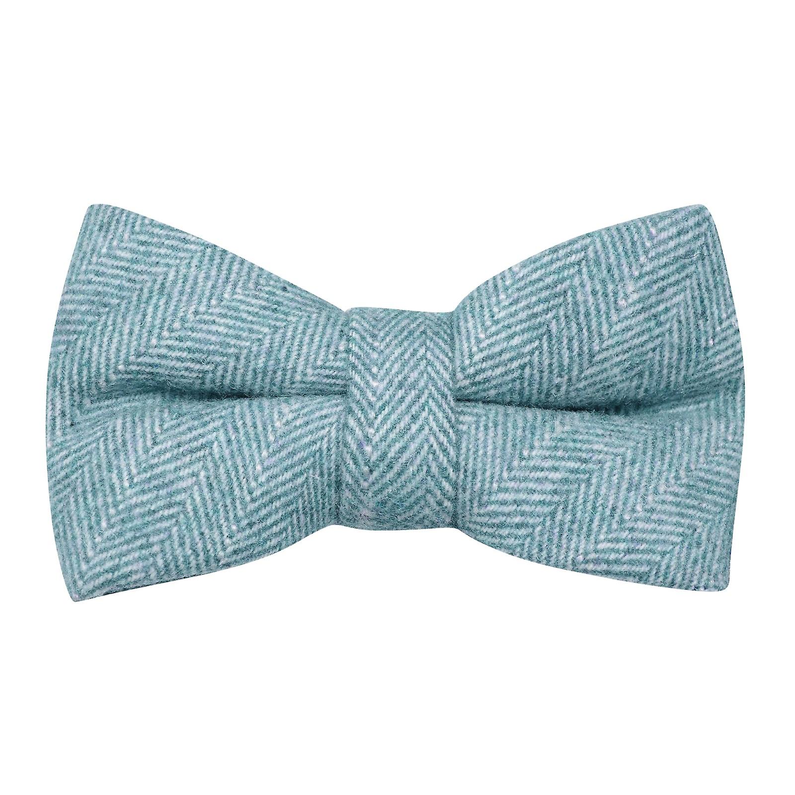 Steel Blue Herringbone Bow Tie