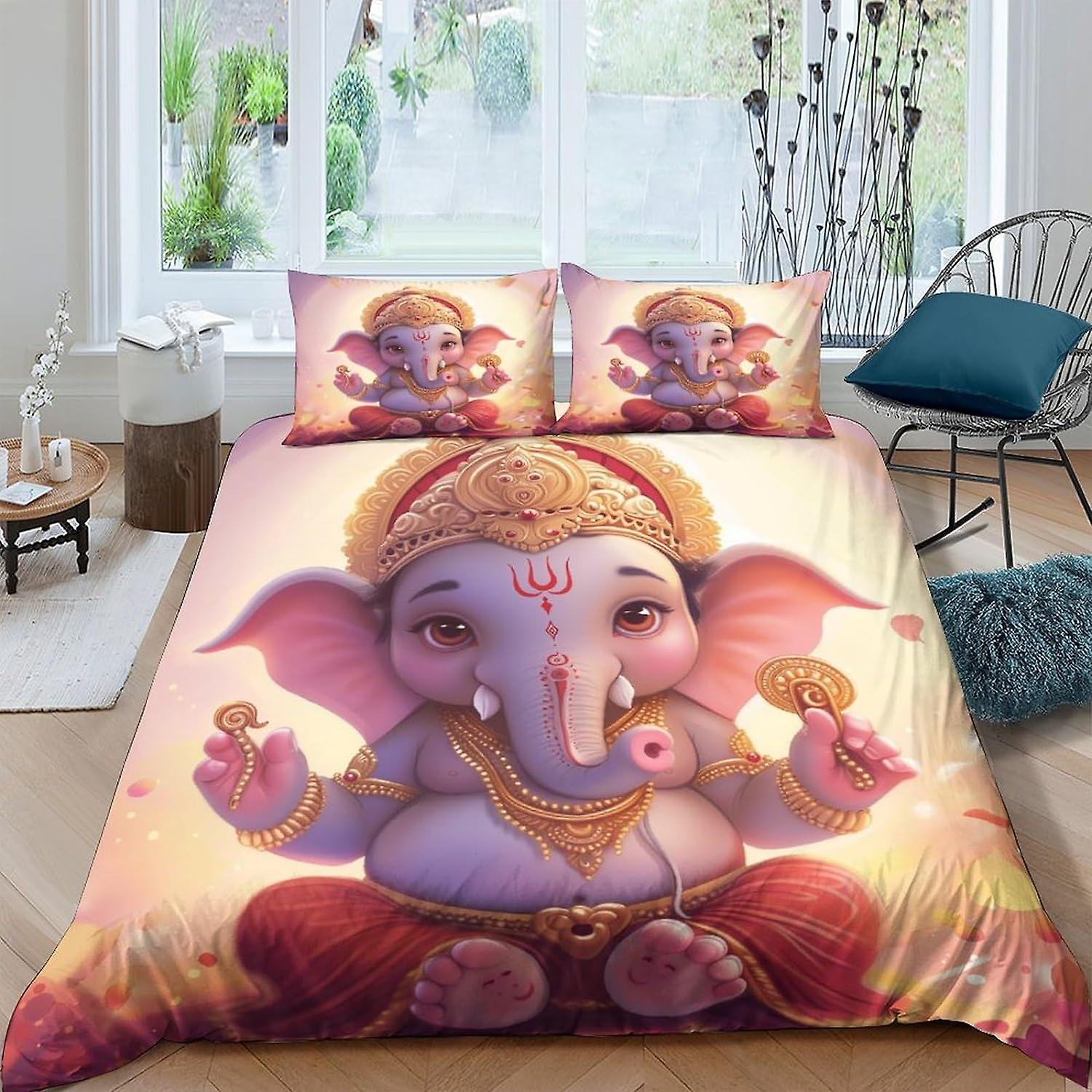 EKENOZ Indian Idol 3D-tryck påslakan Set med dold dragkedja, Microfiber Polyester Täcke Täcke Täcke För Tonårspojkar 3 Piece S