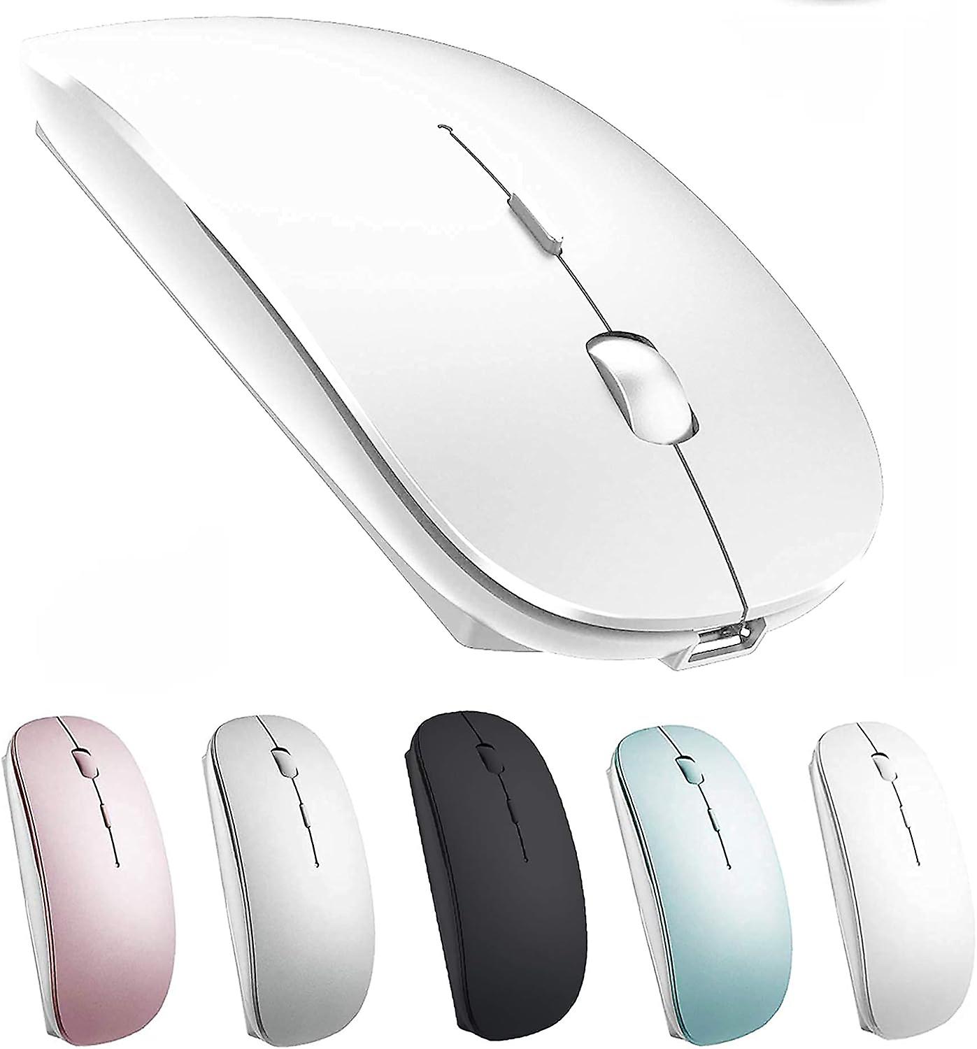 Rechargeable Wireless Mouse for Chromebook Win8/10 Desktop Computer MacBook(White)
