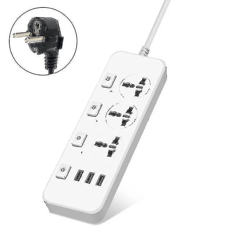 Us/uk/eu Power Strip 5v2.1a Surge Protector With 3 Outlets 3 Usb Ports