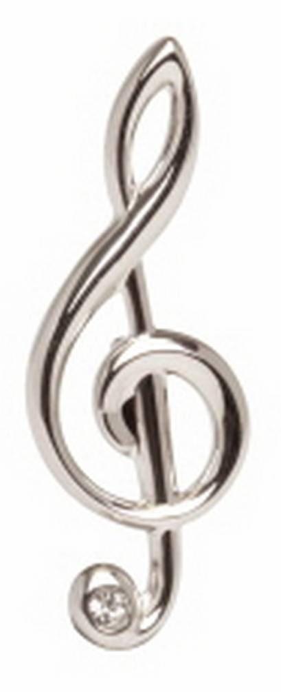 David Van Hagen Treble Clef Crystal Tie Tac - Silver