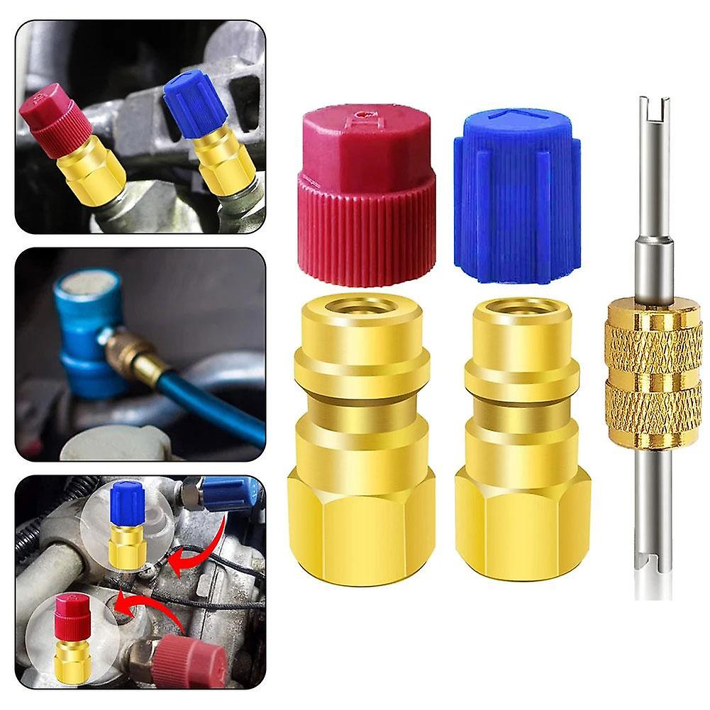 1Set R12 To R134a A/C Filling Valve Port Adapter Retrofit Kit with Couplers