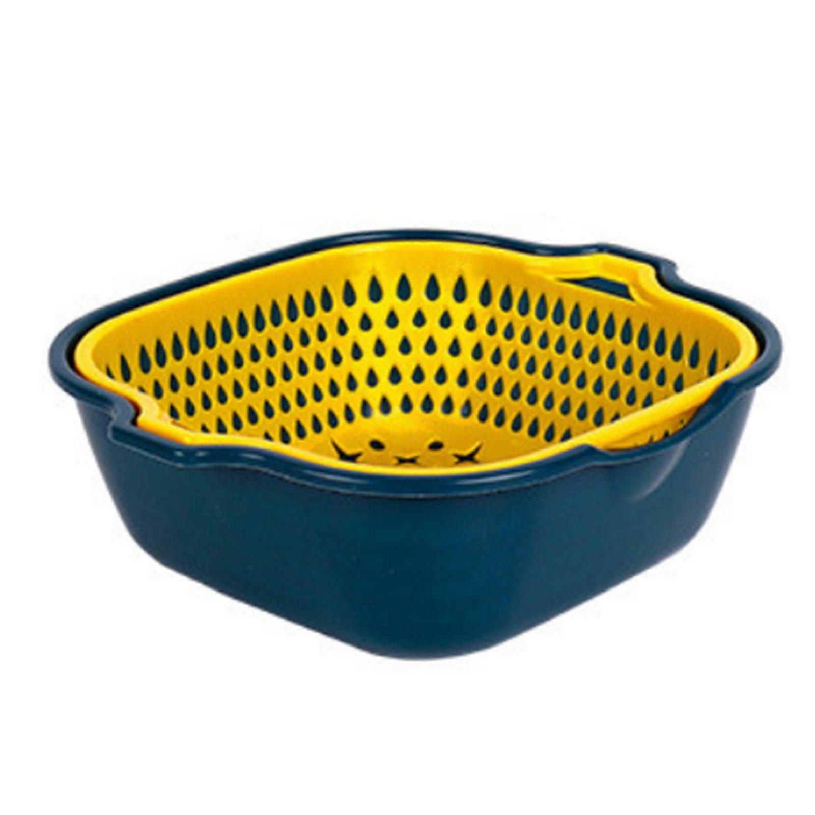 Multi-Purpose Draining Basket Kitchen Fruit Basket Double-Layer Vegetable Basket Plastic Square Washing Basket Durable Lightweight Easy to Use for Veg