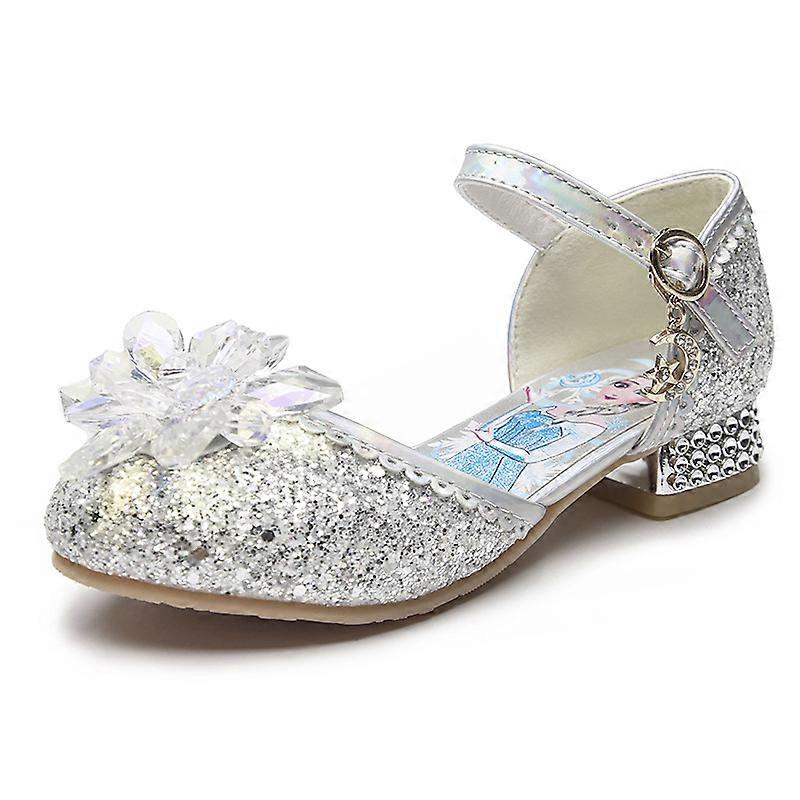 Fata Printesa tocuri inalte piele artificiala argint fluture nod