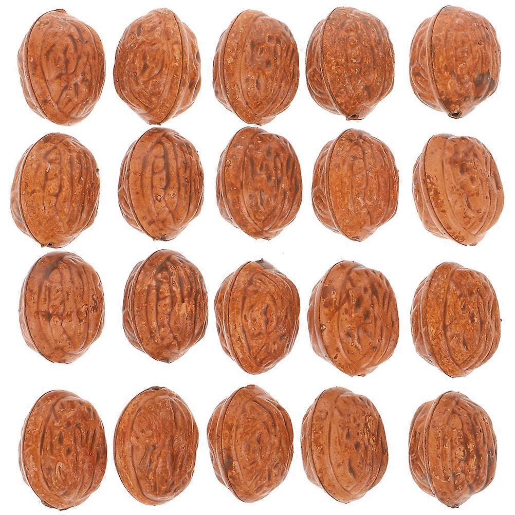 50pcs Artificial Walnut Models Fake Walnut Prop Simulation Nut Models Home Decor