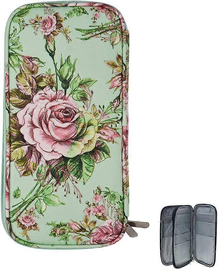 Knitting Needles Case Empty Zipper Bags Organizer Portable Travel Crochet Hooks Storage Bag with Web Pocket and Holder