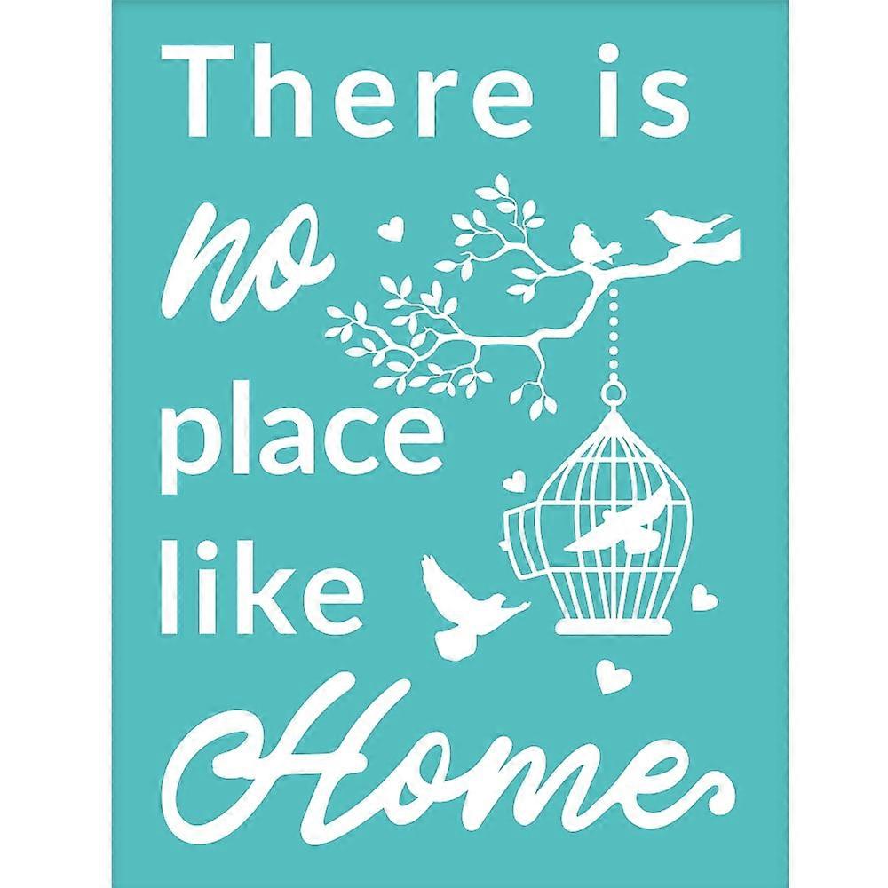 2pc Self-Adhesive Silk Screen Printing Stencil Bird & Birdcage Pattern 19.5x14cm