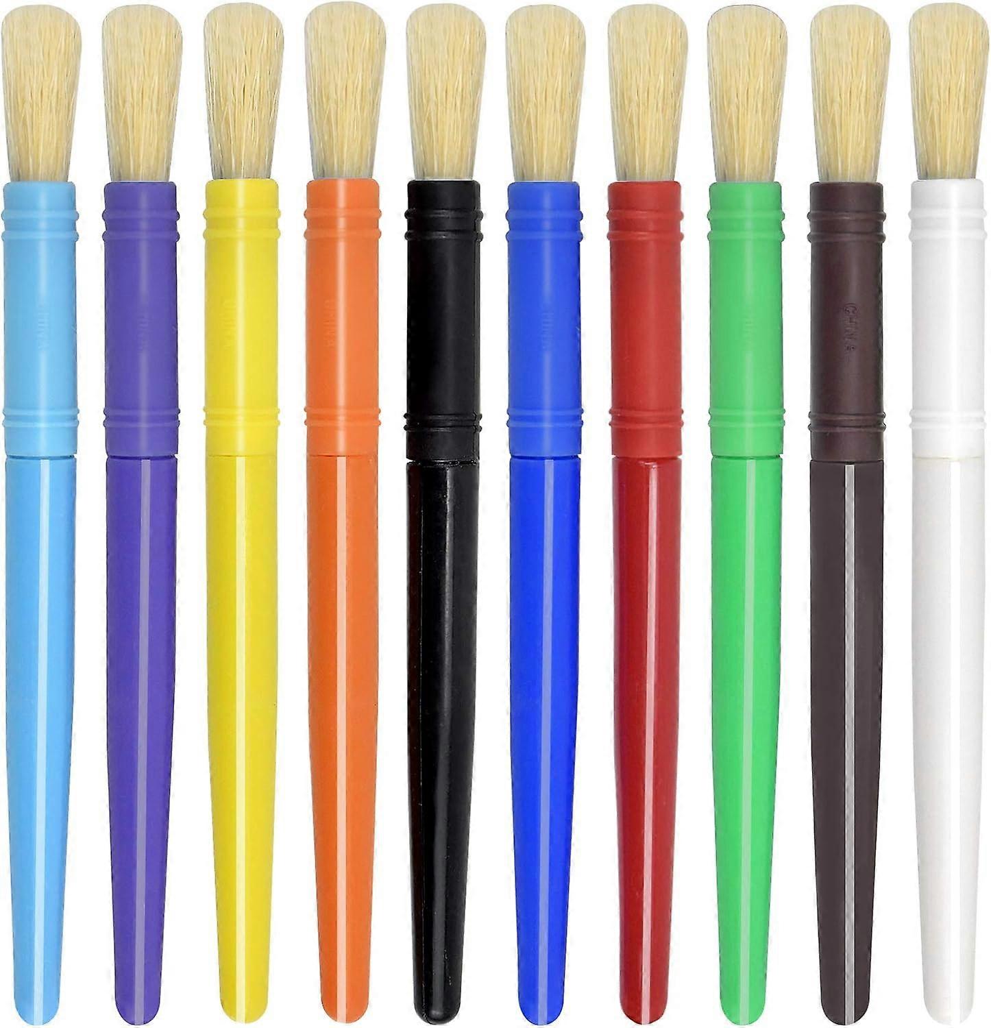 Set of 10 children's brushes, pig bristle brushes large round tip brushes drawing tools for children school classroom art