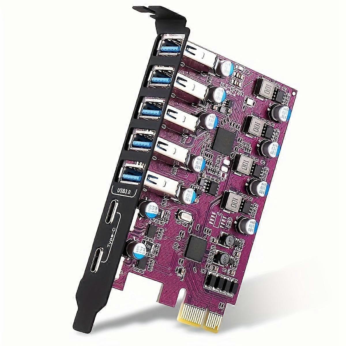 7 Ports USB 3.0 Expansion Card USB-A 5X USB-C 2X PCI Express USB Add in Card Hub Converter for Desktop PC Host Card