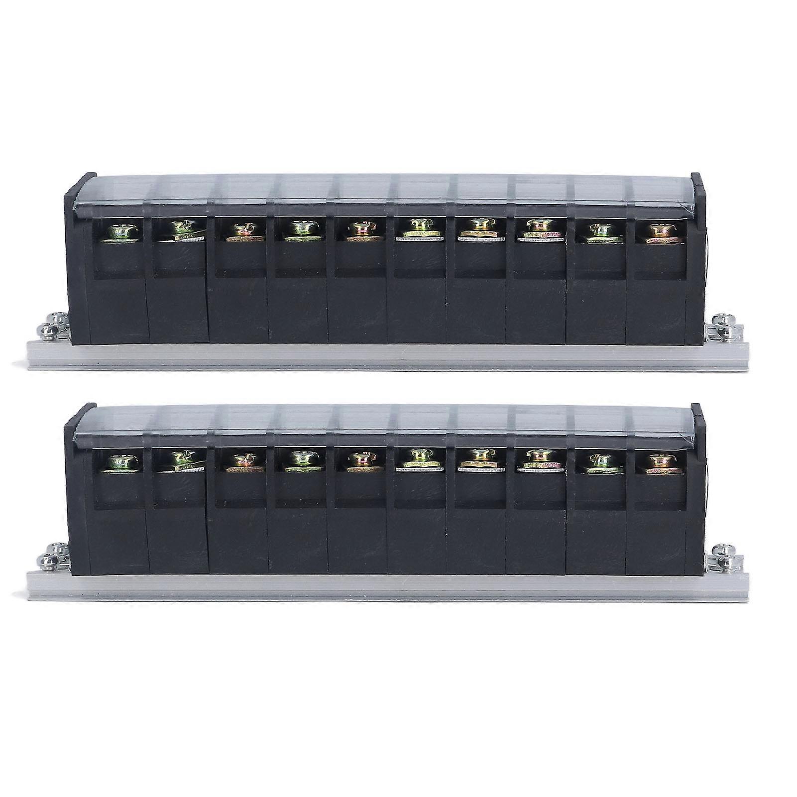 2 Pcs Terminal Block 30A 660V Dual Row Screw Terminal Barrier Strip for Bridge Lighting Tunnel Power Distribution 10 Positions