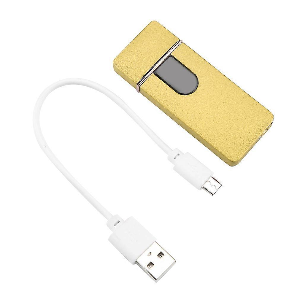 Touch Sensor USB Rechargeable Electric Windproof Cigarette Lighter Electricity Display (Golden)