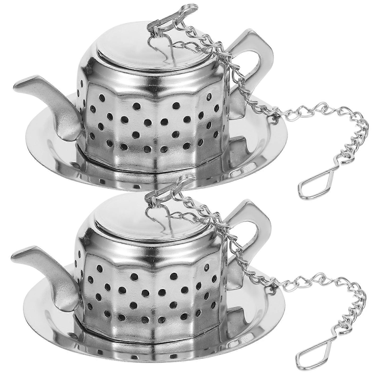 2pcs Stainless Steel Tea Strainer Creative Teapot Shape Tea Infusers Loose Tea Steeper