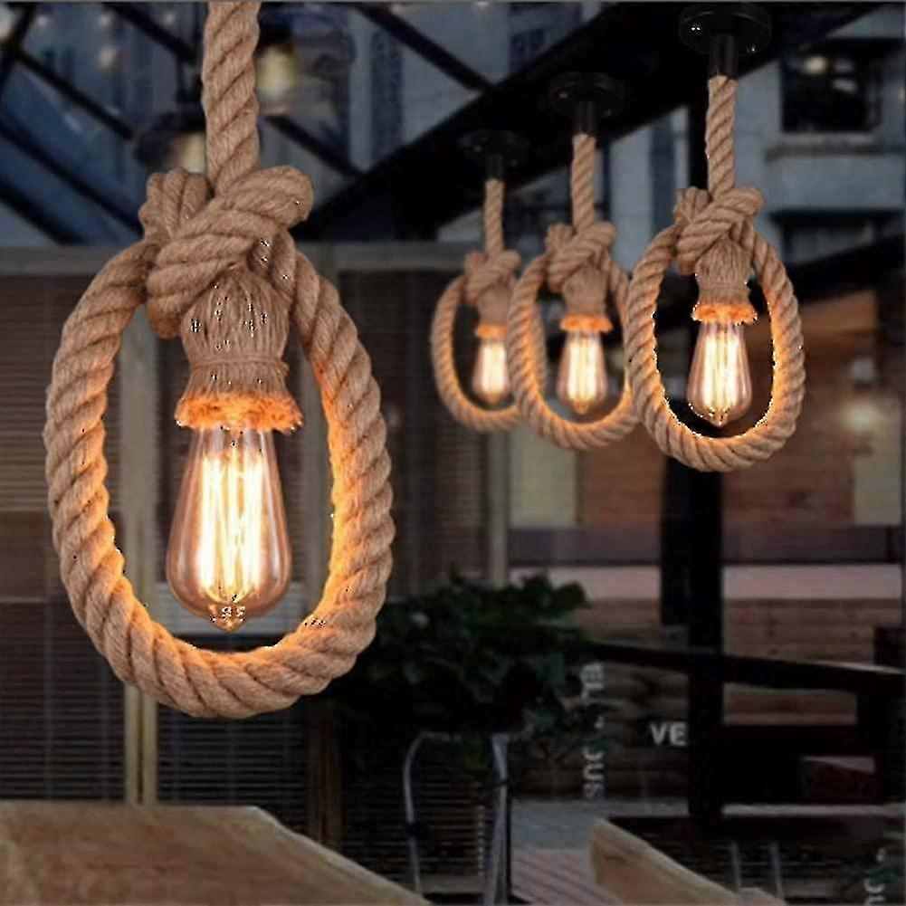 Wiszący lekki Vintage Hemp Rope, Mq Żyrandol Wisiorek Light Pojedyncza głowica 3.3ft Lantern Cable E26 E27 Gniazdo Wtyczka W Wisząca oprawa oświetleniowa