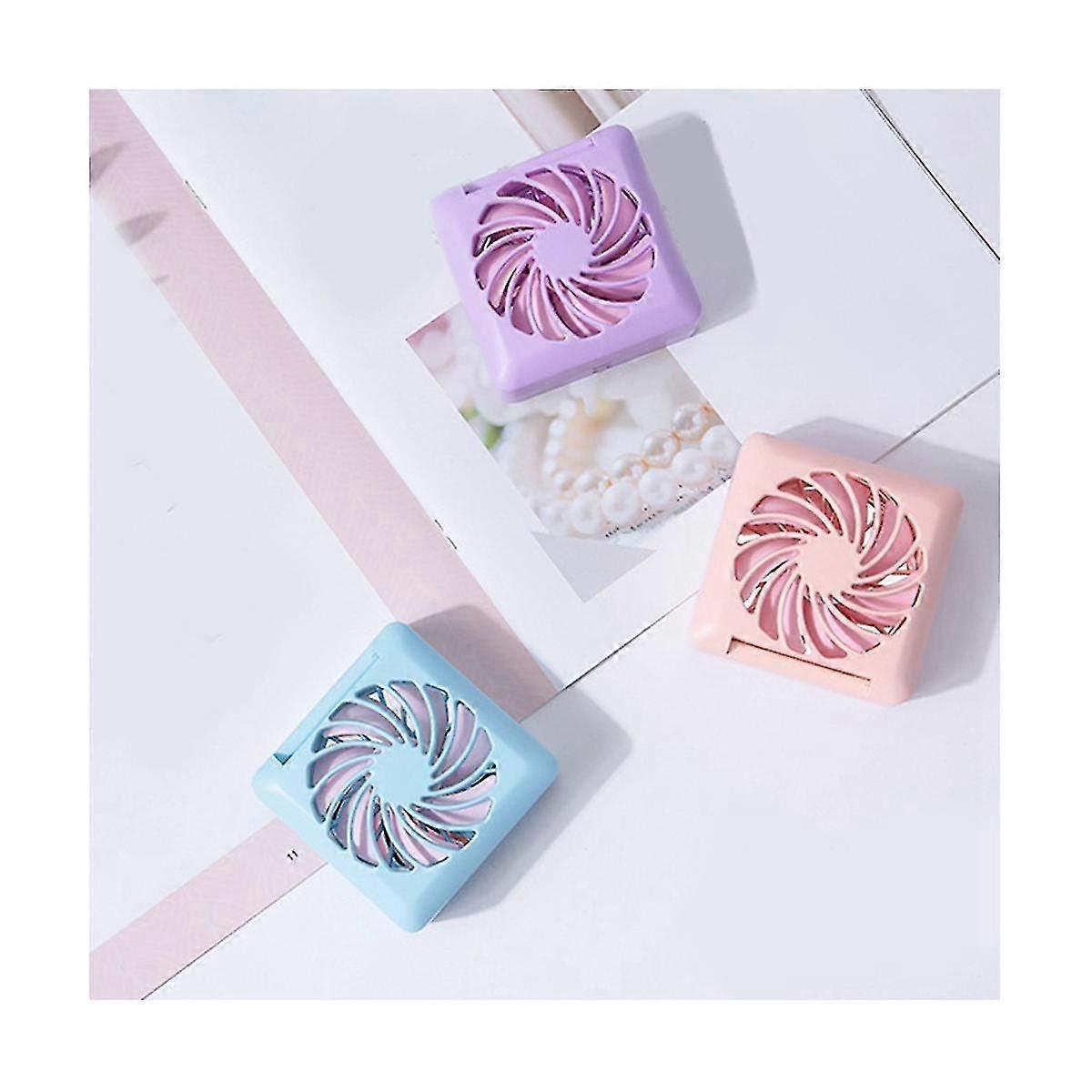 2-speed Portable Mini Fan Compact Mirror Folding Convenient Usb Rechargeable Beauty Air Cooling Fan