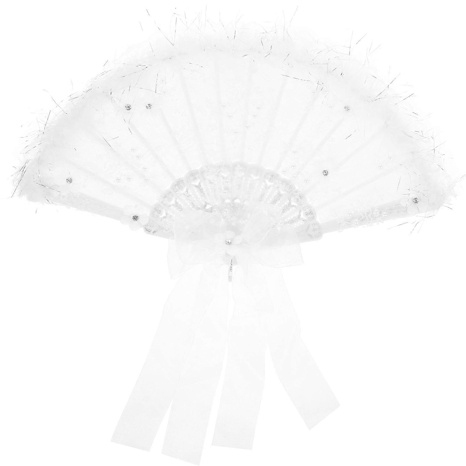 Plume Folding Fan Cheongsam Performance Handheld Fan Unique Chinese Style Dancing Fan