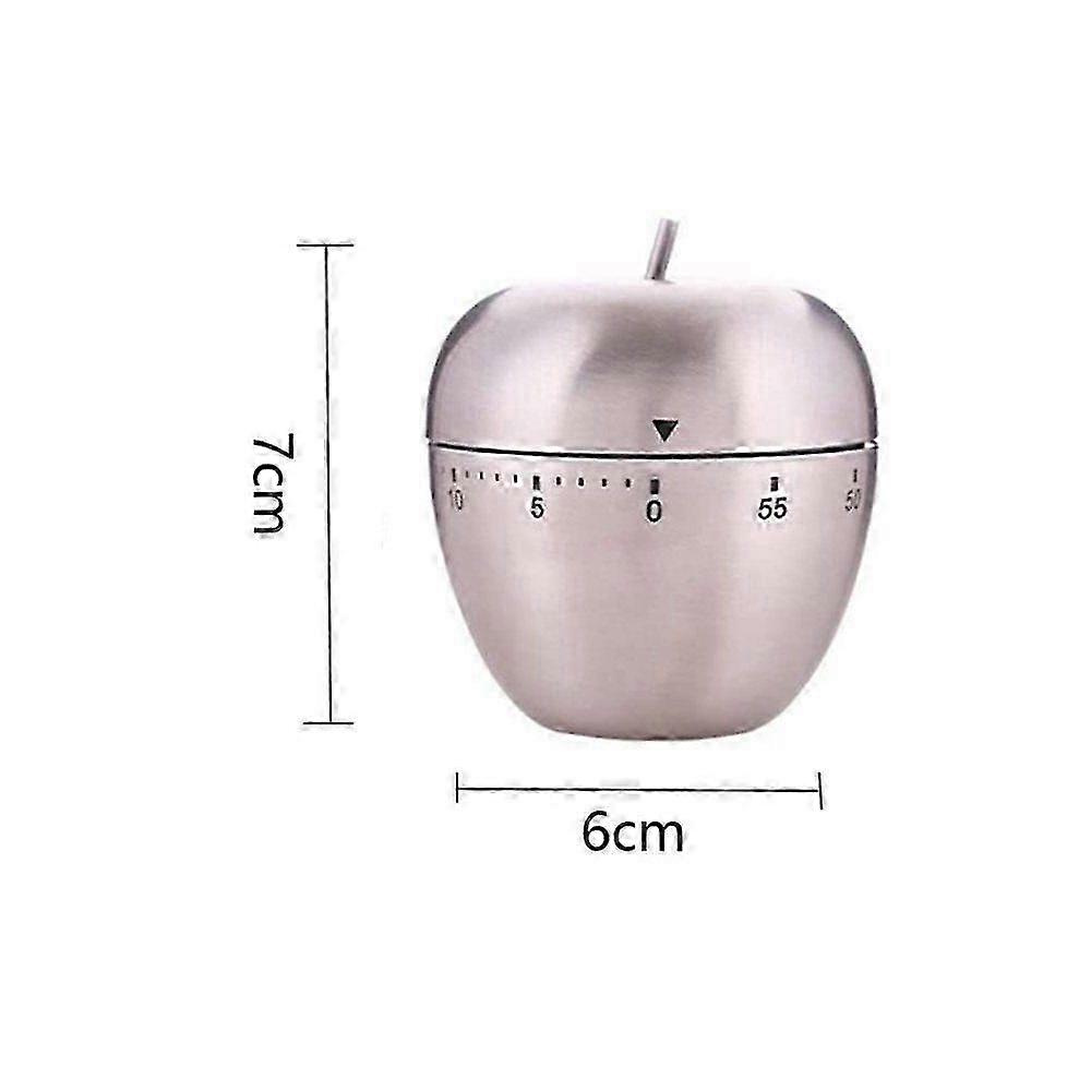Short Timer Mechanical Kitchen Timer Stainless Steel Kitchen Timer 60 Minutes Apple Shaped Cooking Baking Mechanical Alarm Clock Countdown Timer