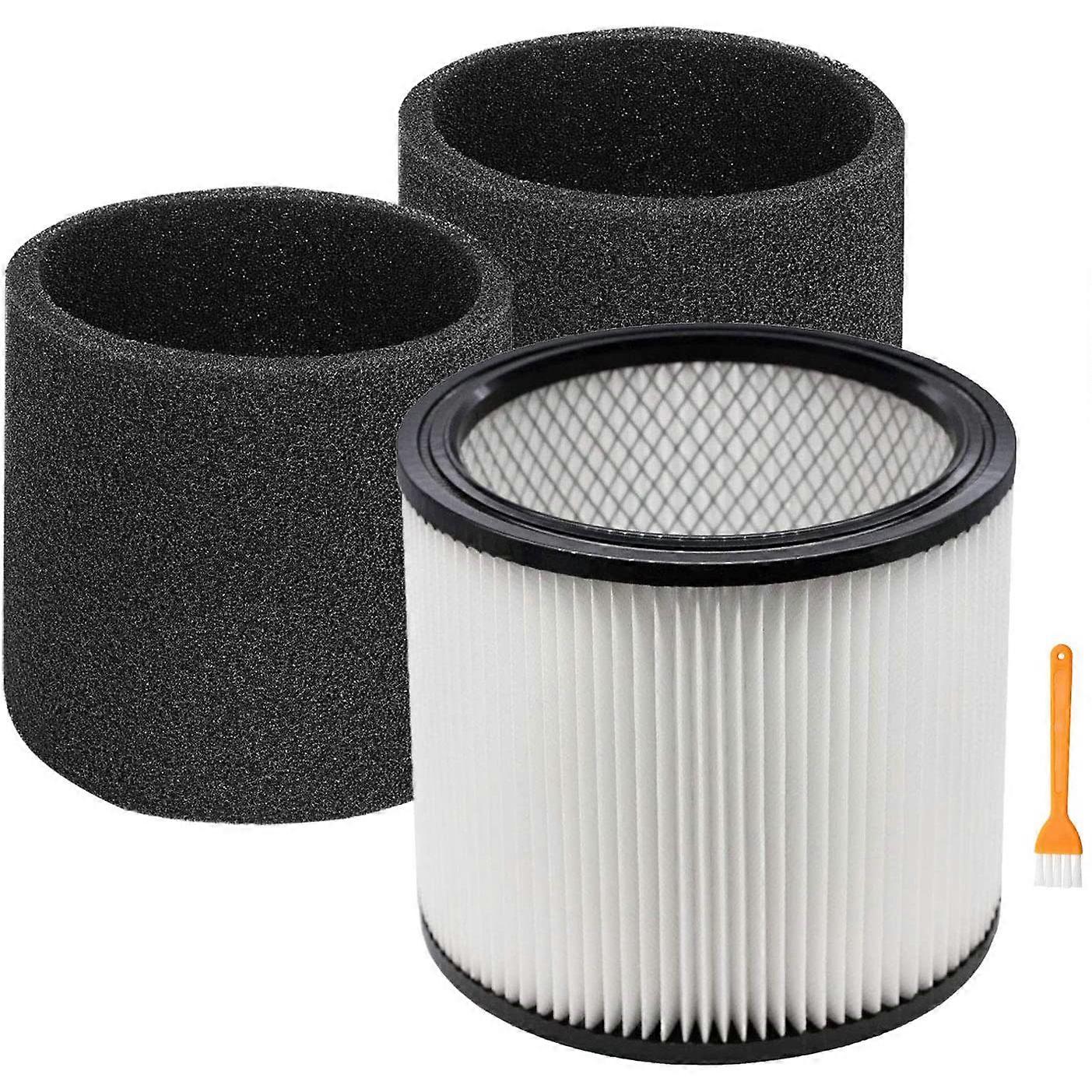Filter Replacement 90304 90350 90333 Compatible for 5 Gallon Up Wet/Dry Vacuum Cleaners, 1 Filter + 2 Foam