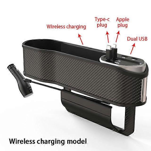 All in 1 Car Seat Gap Storage Box Super Fast Charge Car Organizer Seat Crevice Filler Box Wireless Charging for iPhone