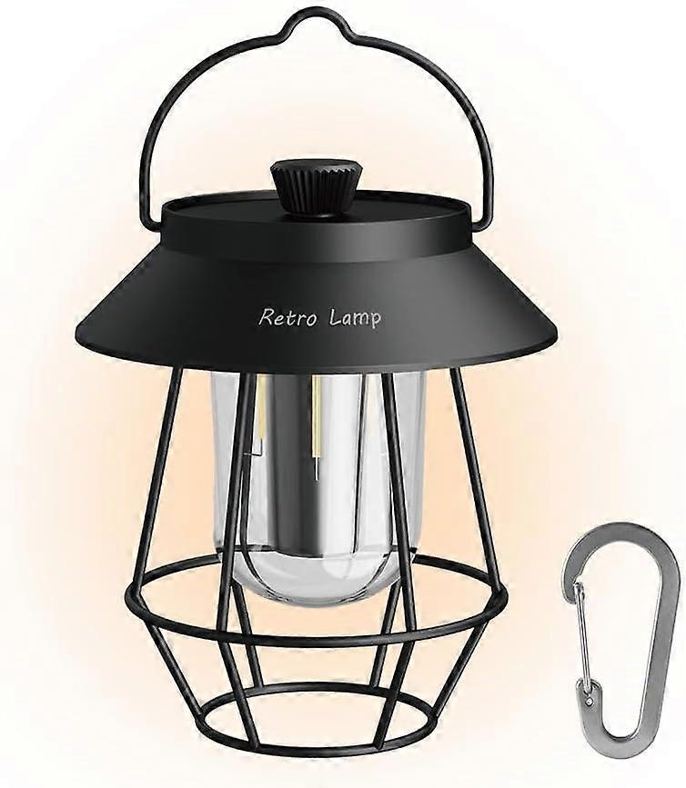 LED Vintage Rechargeable Barebones Lanterns, Metal Retro Portable Waterproof Camping Lanterns with 3 Dimmable Control Modes