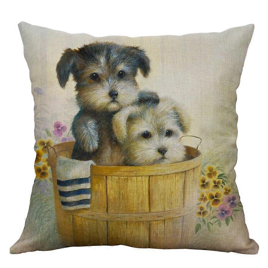 ヴィンテージ犬プリント枕カバークッションカバーソファ家の装飾コットンリネンデザイン999jpjcjh
