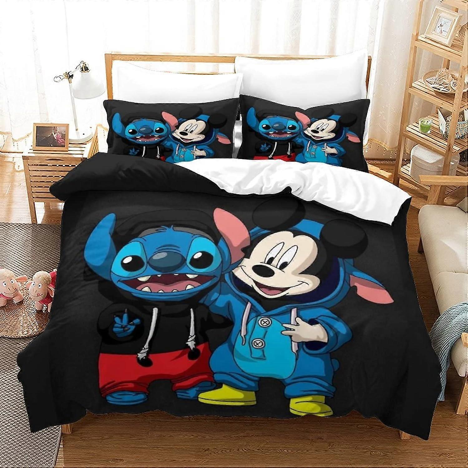 Stitch Duvet Cover D Lilo & Stitch Design Soft Microfiber Cover Breathable Duvet Cover Girls Boys Bedding Set Pieces with Zipper