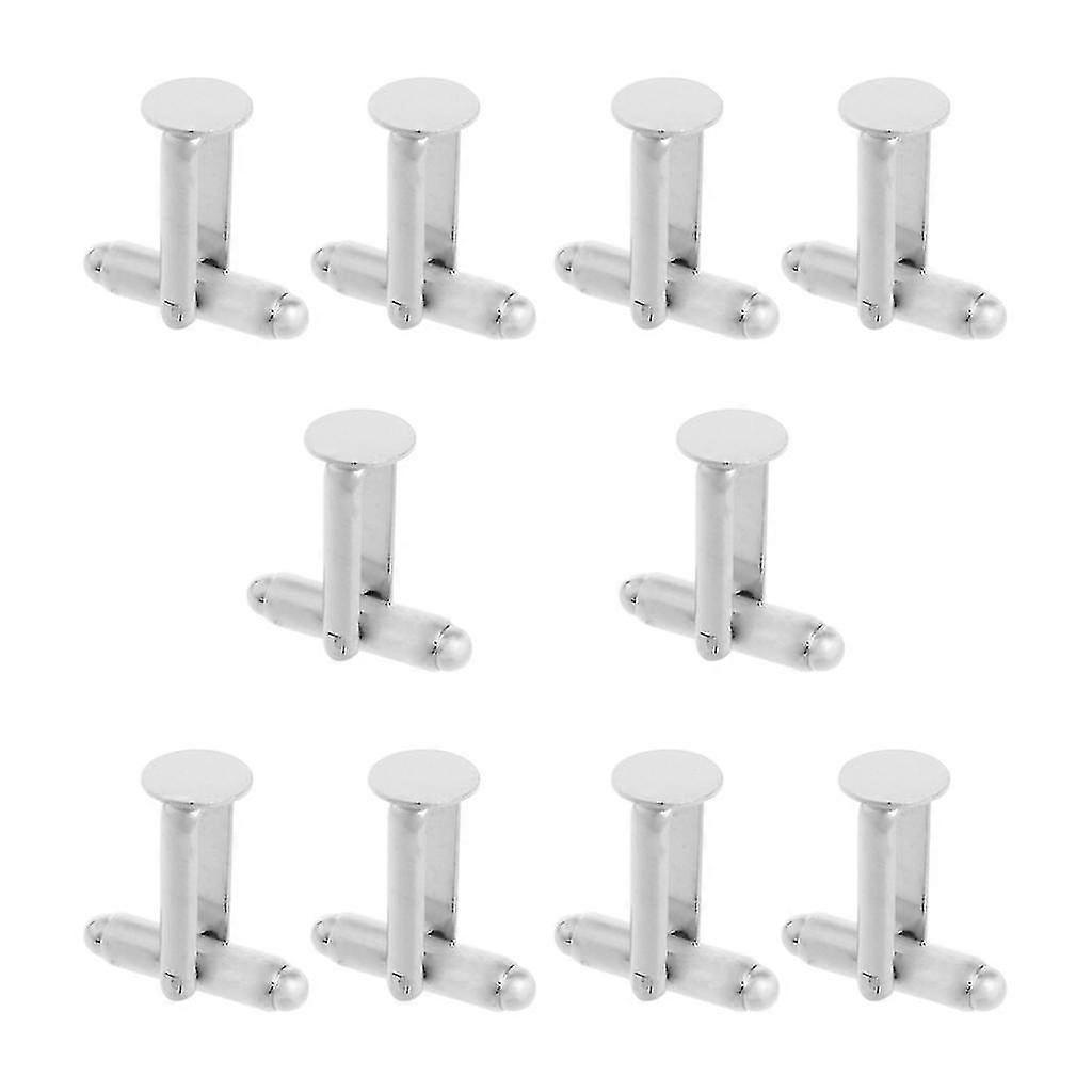 Piercing 10 Pcs Men's Cufflinks Cuff Silver Tone Backs Blanks 0.31"