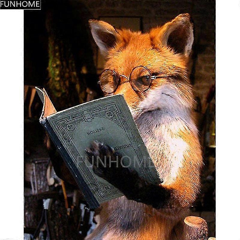 New 5d Diy Full Drill Diamond Painting Embroidery Cross Stitch Rhinestone Mosaic Painting Home Decor Fox Reading Funhome