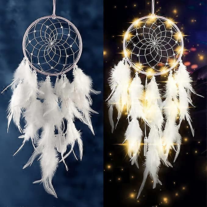 ZK-LED Light Feather Dream Catcher Boho Style Bedroom Wall Decor Home Decor Decor Crafts Nursery Decor