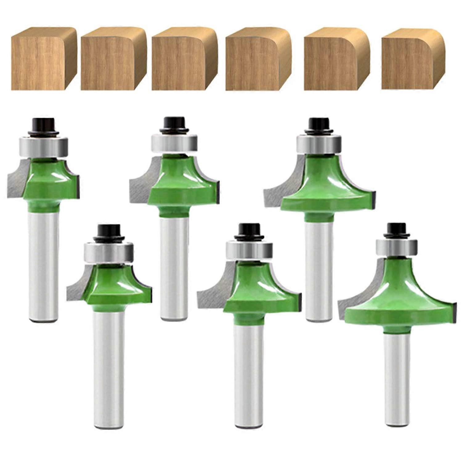 Set of 6 Quarter Round Milling Cutter, 8mm Router Bit, Carbide Router Bit with Bearing, Router Grooving Cutters, Router Cutters for Woodworking,2024 P