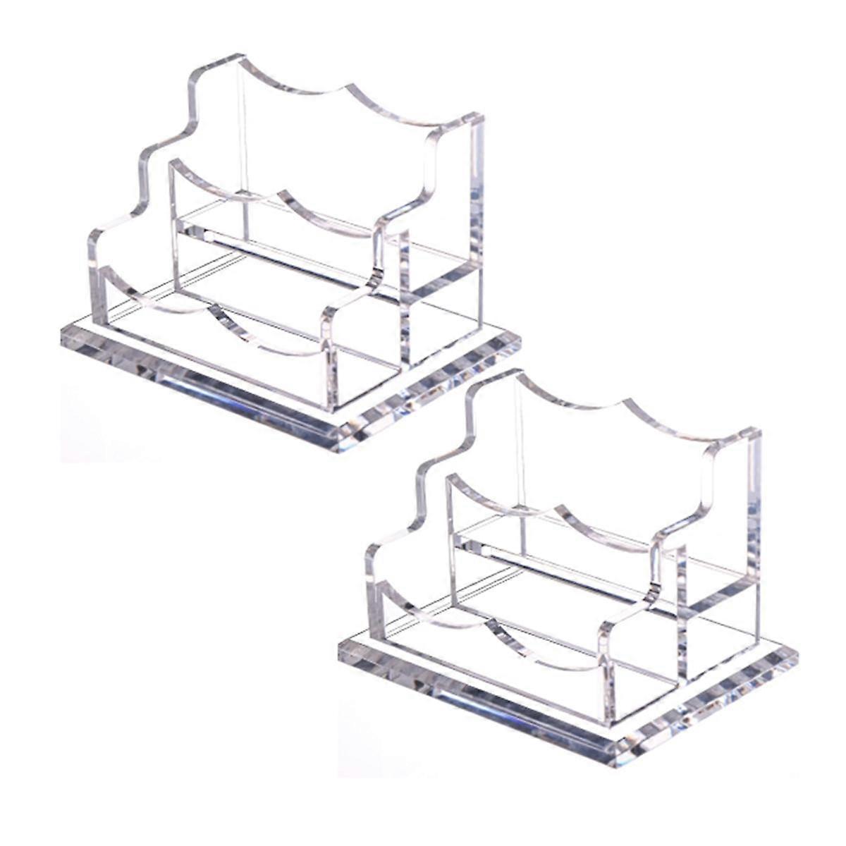 2Packs Acrylic Business Card Holder for Desk,Horizontal Clear Business Name Card Display Stand, Des
