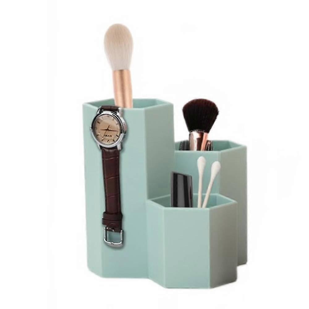 Desktop Multi-function Pen Holder, Three-compartment Cosmetic Organizer Box, Office Stationery Stude