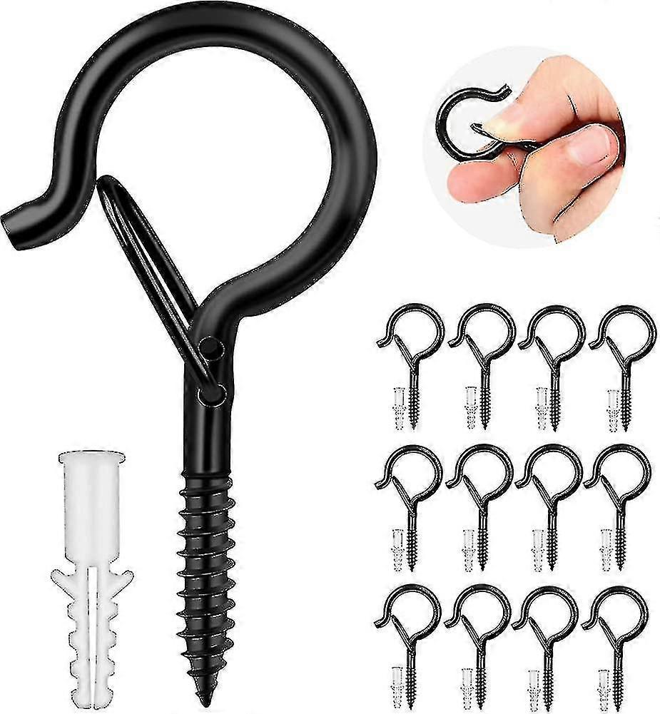 12 Pcs Q-hanger Hooks, Screw Hooks Outdoor String Lights, Safety Buckle Design
